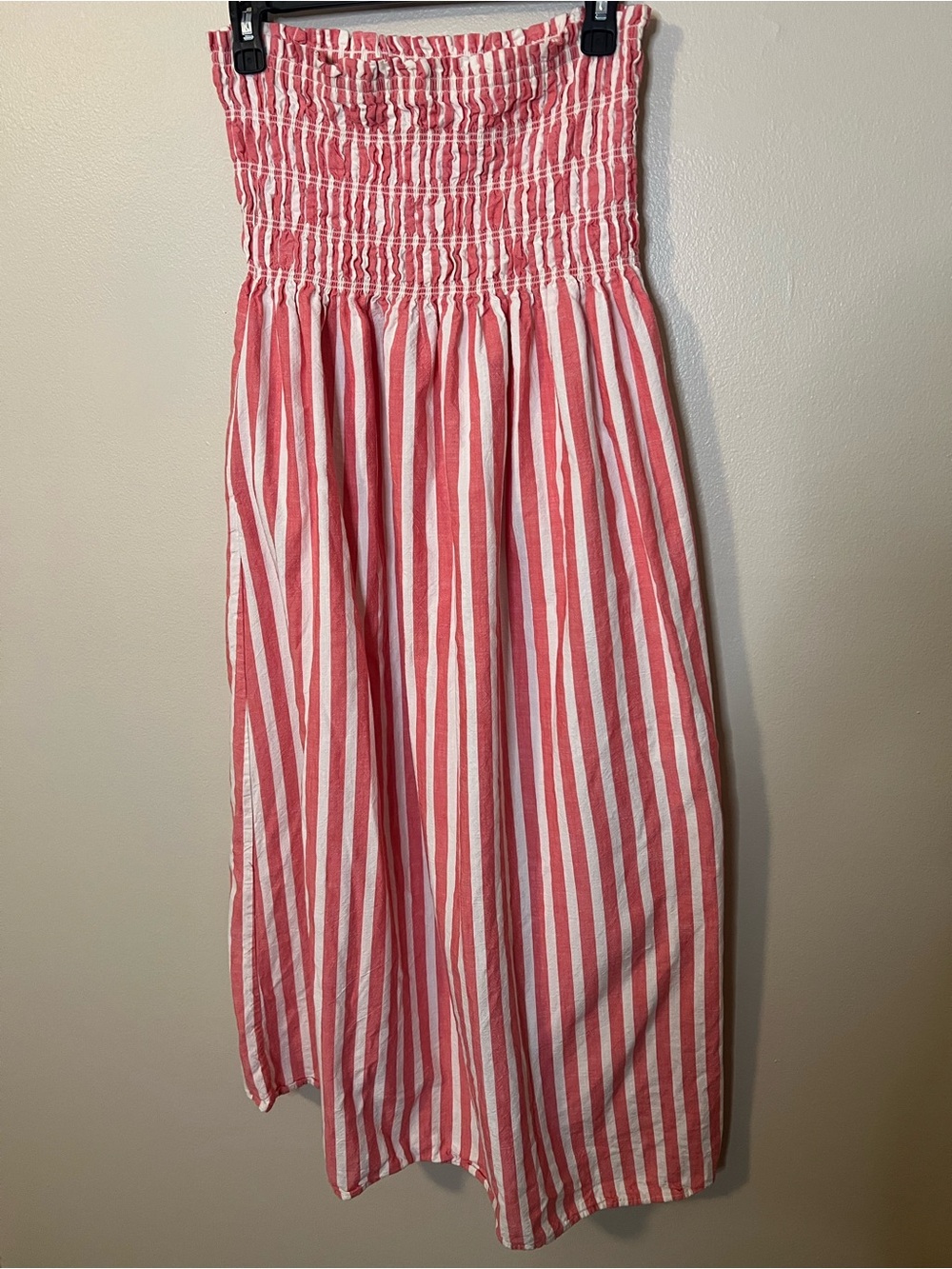 Universal Thread Red And White Striped Strapless Smocked Maxi Dress